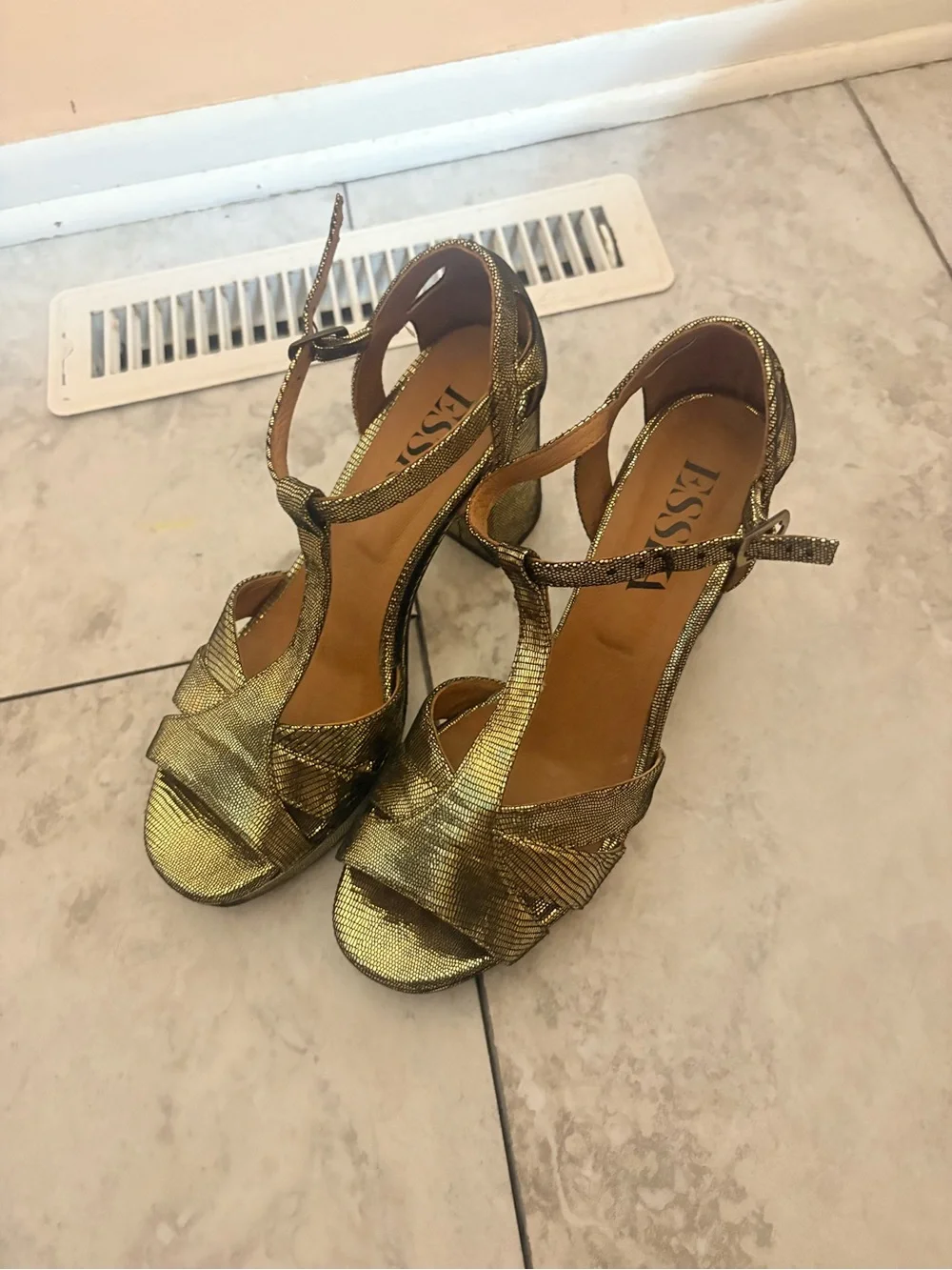 Esska Gold & Black Platform Heels